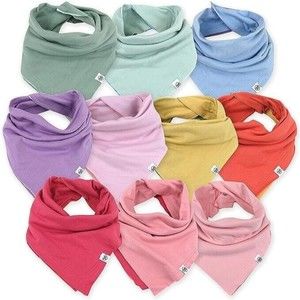 HonestBaby Girls' Organic Cotton Bandana Drool Bib Multi 10-Pack Rainbow…